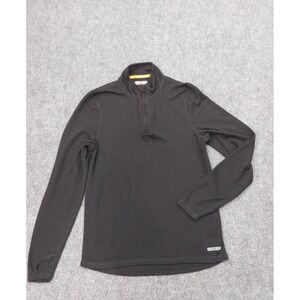 Omni Wool Pullover Mens Medium Black 1/4 Zip Thumbholes Long Sleeve